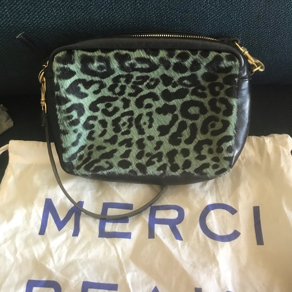 Clare V leopard calf hair midi sac crossbody